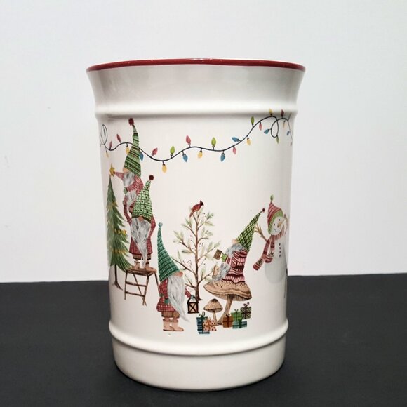 NEW RARE Pottery Barn Forest Gnome Utensil Crock NIB - Picture 3 of 7